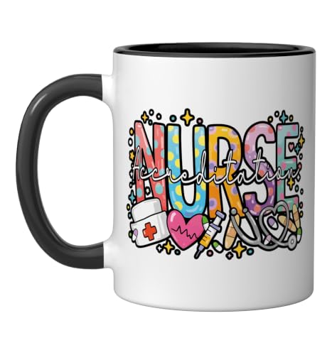 Accreditation Nurse Appreciation Week Nurse Day for work Ceramic Mug, Black/White