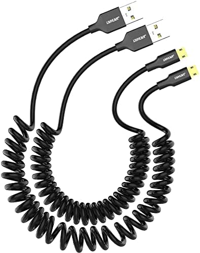 JianHan Micro USB Cable Coiled,2 Pack 1.5M Micro USB Charging Cable Spring Cord for Samsung Galaxy S7 Edge/S7/S6/S4/S3/J3/J7/Note 5,Huawei,Xiaomi,Nexus,Kindle,HTC,LG,Sony Xperia,PS4 and More Black
