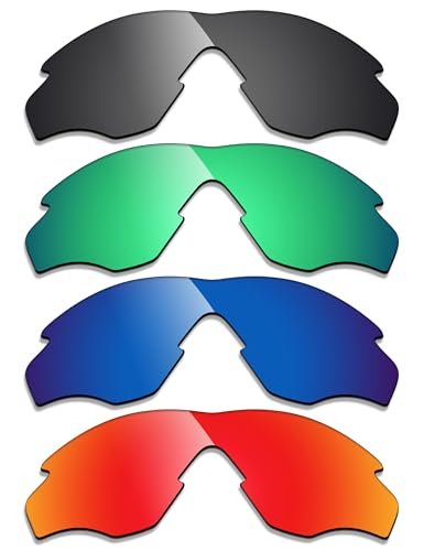 Alphax 4 Pair Polarized Replacement Lenses for Oakley M2 Frame XL OO9343 - Black+Green+Red+Deep Water