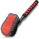 TAKAVU 17.5" Wheel Tire Body Brush Soft Bristle - Gentle Car Wash Brush Long Handle for Safe Tire Sidewall & Wheel Cleaning - Scratch - Free Automotive Tool