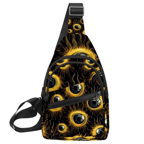 Sac à dos à bandoulière Halloween Eyeballs léger pour randonnée et voyage