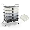 Giantex 10 Drawers Rolling Cart, Classroom Organizers, Storage Cart with Wheels, for Teacher Office Home School Supplies Tool Craft Art Paper, Gray Gradient #2