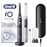 Oral-B iO 9 Pack de 2 Cepillos de Dientes Eléctricos Negro y Rosa, Con 3 Cabezales y 1 Estuche Cargador de Viaje, 7 Modos De Limpieza, Sensor De Presión, Carga Rápida, Diseñado por Braun