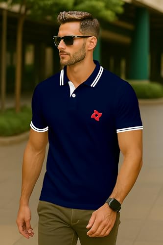 Image of Dagcros Classic Men's Polo T-Shirt with White Trim, Short Sleeve for Mens