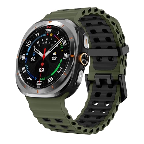 Image of Compatible with Samsung Galaxy Ultra Watch Strap, Double-colored Soft Silicone Galaxy Watch Ultra Strap Adjustable Rugged Sport Bands for Galaxy Ultra Watch 47mm Men Women(NO WATCH)