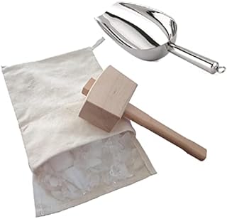 Wooden Cocktail Muddler Wooden Ice Crusher Ice Hammer and Canvas Bag for Ice Reusable Bag for Summer Barista Bar Ice Bags for Machine
