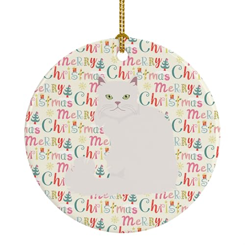 Caroline's Treasures Asian Semi Longhaired Cat Christmas Ceramic Ornament Christmas Tree Hanging Decorations for Home Christmas Holiday, Party, Gift, 3 in, Multicolor