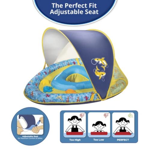 Boia Com Cobertura Retrátil Bebe Proteção Fps 50+ Ajustável (Azul)