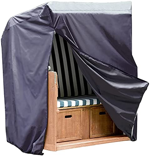 MISSFOX Funda protectora para sillón de playa, resistente al invierno, impermeable, de tejido Oxford, resistente a desgarros y rayos UV, 135 x 105 x 170/135 cm