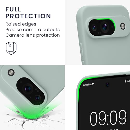 kwmobile Case Compatible with Google Pixel 9 Case - Protective Slim TPU Phone Cover - Soft Matte Finish - Cool Mint by kwmobile - Image 3