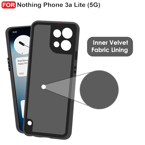Image of CEDO Back Cover for Nothing Phone 3a Lite (5G) | Camera Bump Protection & Inner Velvet Fabric Lining | Ultra Slim Matte Soft Rubberised Case Cover (Black)