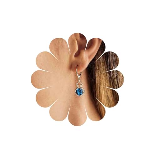 Aneneiceera Vintage Sapphire Dangle Earrings Halo Blue Crystal Drop Earrings