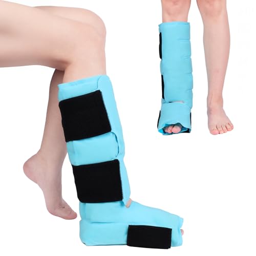 Comfytemp Full Ankle Foot Ice Pack Wrap, Reusable Leg Ice Boot for Injury, Achilles Tendonitis, Shin Splint, Varicose Veins, Plantar Fasciitis, Hot & Cold Compression, Running Essential, Get Well Gift