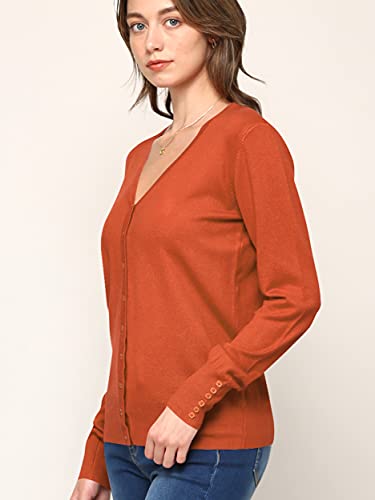 Image of MBJ WSK780 Womens Keep It Classic V Neck Cardigan XXL Rust