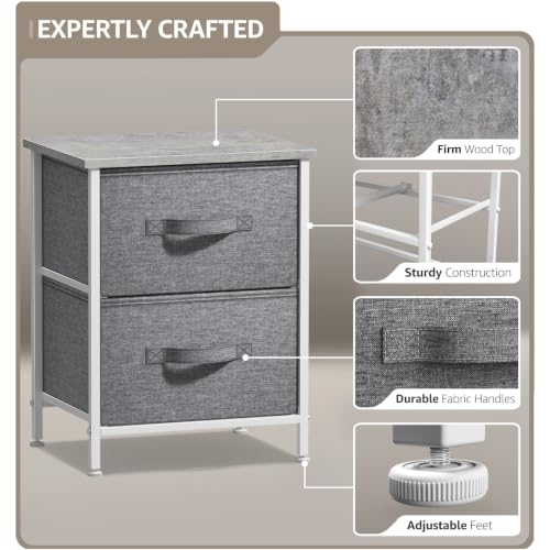 Sorbus Nightstand for Bedroom (2 Drawer, Gray) - image 3