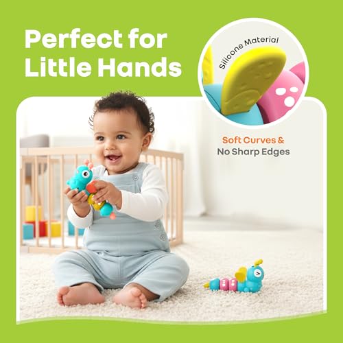 Image of R for Rabbit 2 Pcs Orapple Caterpillar Wind-Up Crawling Toy Smooth Rounded Edges Injury-Free Color Learning Activity Toys for Babies Toddlers