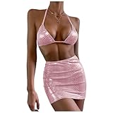 Bikini deportivo para mujer, bikini de piel de serpiente, conjunto de bikini de corte alto y falda de playa, traje de baño para mujer, cintura media, traje de baño de dos piezas, Rosa., M