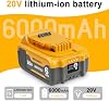 waitley batería de reemplazo 20V 6.0Ah compatible con herramientas DEWALT 20V | batería de iones de litio compatible con batería DEWALT 20V DCB200 DCD DCF DCG series herramientas inalámbricas, no fabricada por DEWALT 6