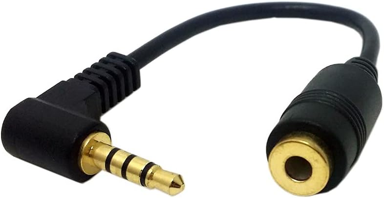 HDMIHOME 90 Degree Right Angled 3.5mm 3poles Audio Stereo Male to Female Extension Cable 10cm Black