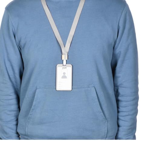 Image of Vertical i- Cards| Hard Metal ID Card Holder /Badge for Office| Compatible with Various Badge Holders, Clips, Lanyards, and Retractable Badge Reels (Pack of 25, Silver)