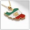 Xusamss Iran Map Flag Pendant Necklace for Men Women, Stainless Steel Iranian Chain with Flag Charm, 50cm Length, Lightweight Fashion Jewelry