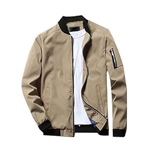 Lavnis Men’s Flight Bomber Jacket Lightweight Softshell Coat Sportwear Zipper Windbreaker