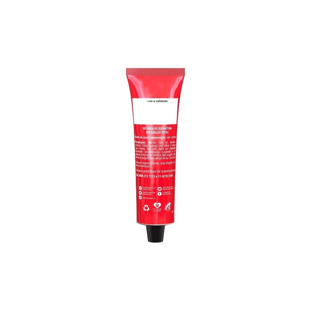 Recarga de Queratina, SOS Cachos, Reparação Total, Vegana Cabelos Cacheados e Crespos, 80 g