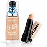 Deborah Milano 24ORE Nude Perfect Base de maquillaje 30 ml + corrector 24ore Perfect | Efecto piel desnuda | Larga duración con DH Oxygen Complex y SPF20 | Cobertura Media | Tonalidad 02 Beige