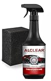 ALCLEAR 721RK Tire Shine 1000 ml, with application sponge, satin finish, UV protection, color refreshing, for tire sidewalls, plastic, door rubber, rubber care, car care, vehicle preparation.
