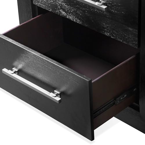 Furniture of America Lyle Modern Solid Wood Nightstand with 2 Drawers, Large Bedside Table, Wooden Night Stand for Bedroom, Guest Room, Dorm, Black by Furniture of America - Image 7