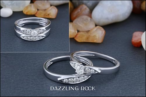 Dazzlingrock Collection 0.50 Carat (ctw) Round White Diamond Bridal Ring Set Anniversary Wedding Band 1/2 CT, Sterling Silver4