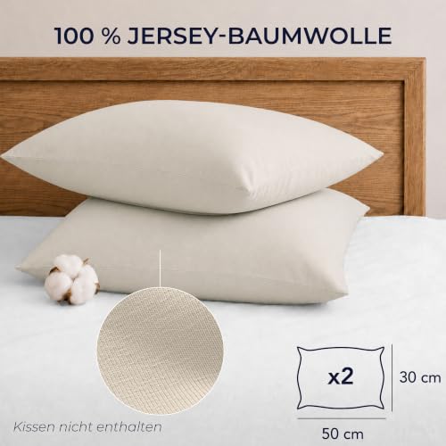 Dreamzie - Kissenbezug 30x50cm - 2er Set - 100% Baumwolle - Beige – Ansicht 2