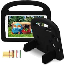 Kids 8-Inch Tablet Case for Galaxy Tab A 8.0 2018/2017 Tab E Tab4 8.0" SM-T387/T385/T380/T377/T375/T333/T330, Techcircle Kid Child Safe Shock Proof EVA Rugged Protective Handle Stand Case, Black