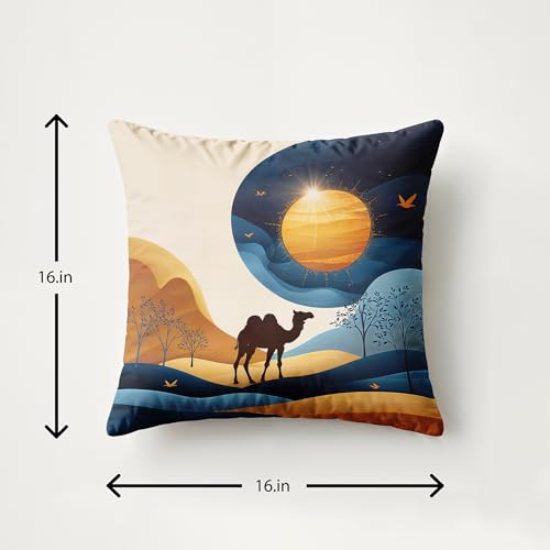 Image of Ultimate Trends Digital Printed Soft Cotton Feel Polyester Decorative Cushion Cover, Modern Eligent Designs, Heavy Long Life Fabric,24 inch X 24 inch Set of 5,Wild Brown Blue
