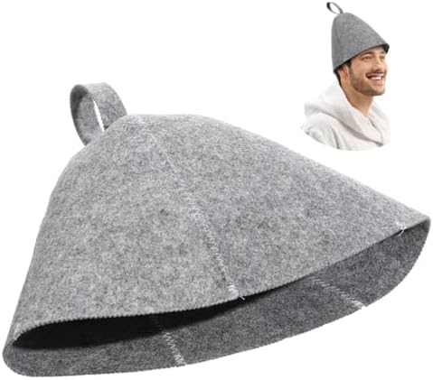 2Pcs Felt Sauna Steam Hats Caps: Sauna Accessories Hair Steam Hat Thickened Thermal Banya Protector for Men Women Shower Spa Sessions Grey