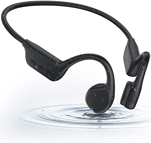 Swimming Headphones Sports Headset with Mic Waterproof Sweatproof Sweat Resistant Headset Black
