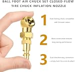 Ensemble de 2PCS de douilles à air pour ballon, douille de pneu fermée 1/4" FNPT portable avec prise rapide et ruban téflon, kit de buse de gonfleur de pneus étanche pour attachement de compresseur d'air