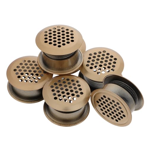 Homoyoyo 6 Placas de Cubierta de Ventilación Redondas de Acero Inoxidable 35 Mm Doble Cara Color Dorado para Armarios de Cocina Zapateros y Ventilación de Taquillas de Aire Acondicionado
