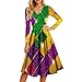 Boho Maternity Dress,Fashion Carnival Print Dresses Long-Sleeve V-Neck A-Line Wrap Sexy Novelty Pocket Dress（03-Purple,Small）