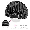 Alnorm Satin Sleep Cap Double-Sided Adjustable Hair Bonnet for Girls Black #3