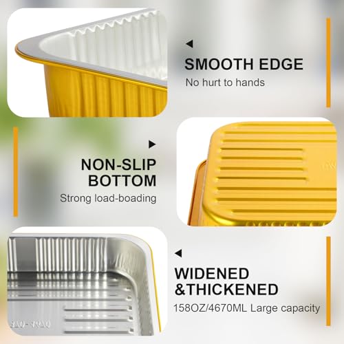 6 Set Disposable Chafing Dish Buffet Set, Catering Supplies Buffet Display, Outdoor Camping Aluminum Foil Pans, Catering Set for Parties, Catering Food Warmers Sets, for Parties, Catering (164oz) — view 4