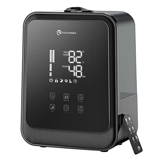 Elechomes HTJ-2119 Ultrasonic Humidifier 4.5L(1.19Gal) Vaporizer Cool Mist for Large Room Baby Bedroom with Remote Control, Large LED Touch Display, Whisper-Quiet, Child Lock, Lasts up to 38 Hours