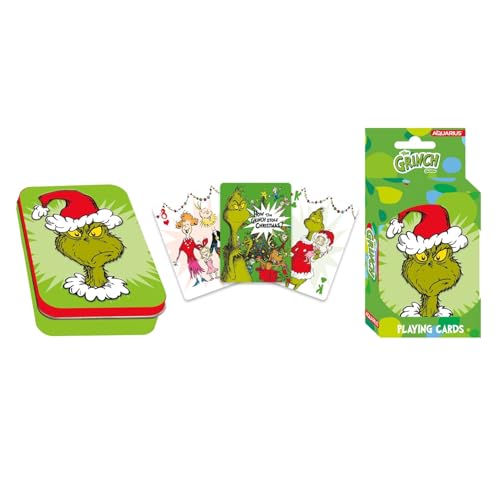 AQUARIUS Grinch Playing Cards in Embossed Tin
