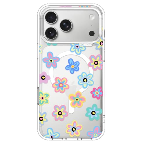 MOSNOVO for iPhone 17 Pro Max Case | Compatible with Magsafe | Military Grade 6.6ft Drop Tested | Camera Control | Clear with Groovy Flower Design by MOSNOVO - Used condition - US$11.28