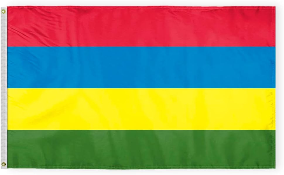AGAS Mauritius Flag 3x5 ft Double Stitched Hem 100% Polyester Metal Grommets Indoor Mauritian National Flag
