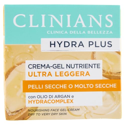CLINIANS | Hydra Plus Crema-Gel Nutritiva Ultra Ligera, Dermatológicamente Testado, Made in Italy, 50 ml