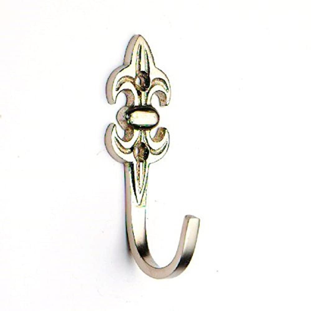 Merriway BH03976 (2 Pcs) Fleur-de-Lys Design Curtain Drapery Tie Back Hold Back Hooks 75mm 3 inch Chrome Plated - Pack of 2 Pieces