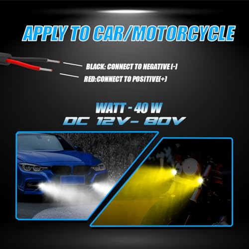 Image of Universal 40W LED Fog Lamp with Switch for Cars and Bikes | Multi-Color Auxiliary Light with White, Yellow, Red Blue and Dual Combo Beams | Waterproof Off-Road Projector Lens Headlight