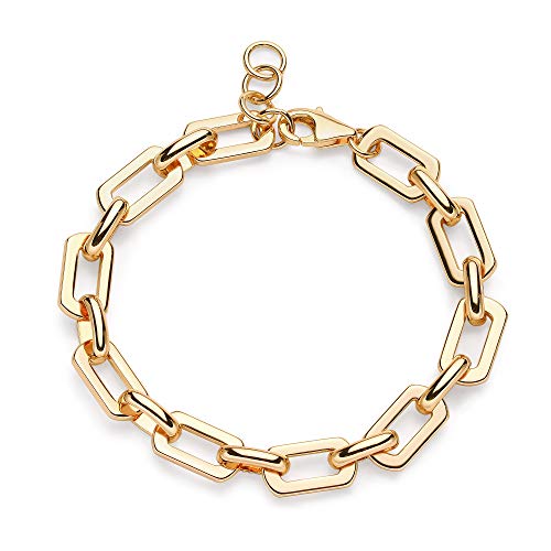 LADYGD Women Link Bracelet Gold Paperclip Chain Bracelet 14K Gold Plated Oval Link Bracelet Dainty Gold Chain Link Bracelet