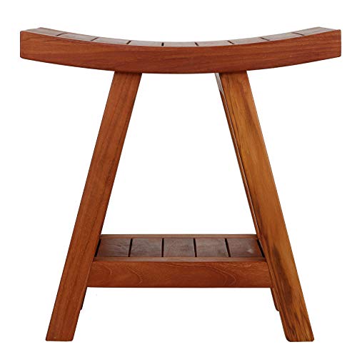 Bare Decor Niles Bench Stool With Shelf In Solid Teak Wood, Brown #TOP2